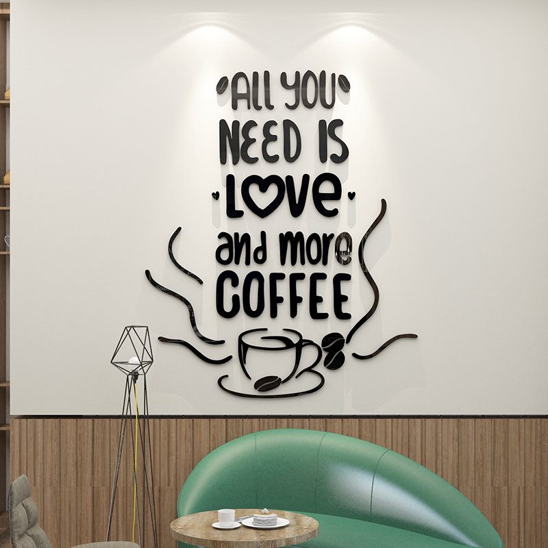 Tranh dán tường mica 3d - Love cafe