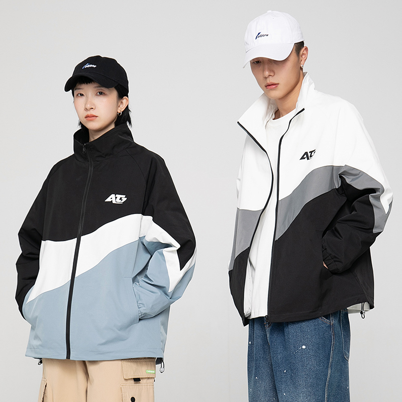 Áo khoác nhẹ nữ unisex cổ đứng vải dù nhật 2 lớp phối màu phong cách