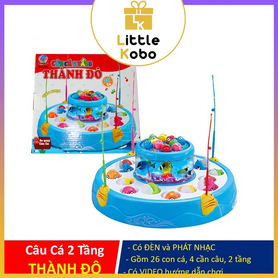 Bộ đồ chơi câu cá 2 tầng thành đô có đèn và nhạc size lớn trò chơi câu cá có nam châm đồ chơi trẻ em cho bé