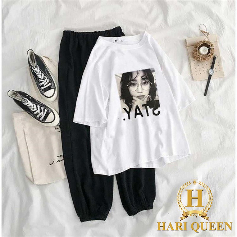 Sét áo phông cô gái yat + quần đen bom chun gấu hari0720