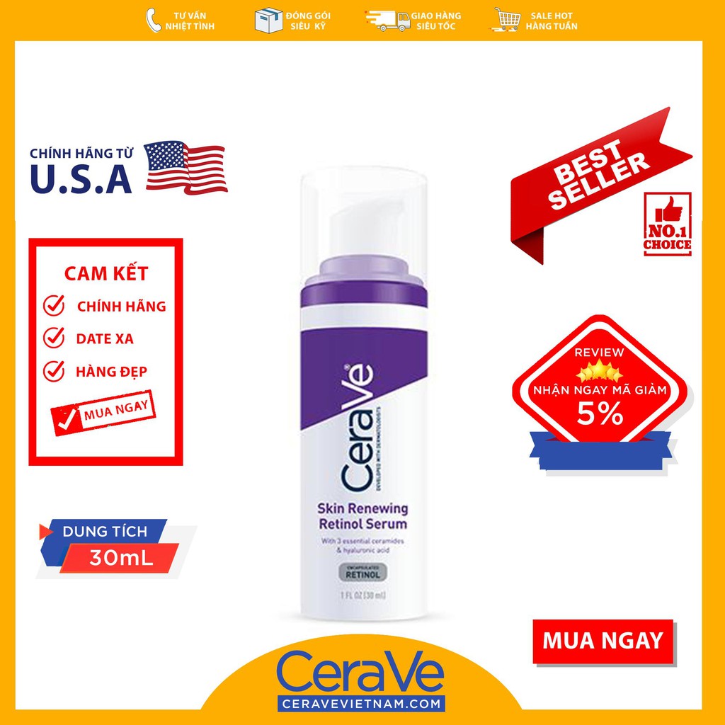 CeraVe Skin Renewing Retinol Serum - Tinh chất chống lão hóa