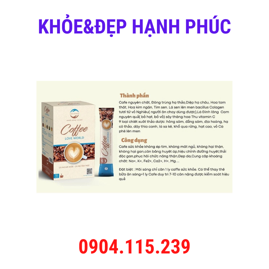 Coffee sữa Love World cà phê giảm cân – 15 gói/hộp