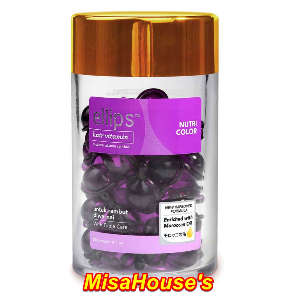 Serum Dưỡng Tóc Ellips Vitamin Cho Tóc Nhuộm Hũ 50 Viên Hair Vitamin Moroccan Oil Nutri Color Jar