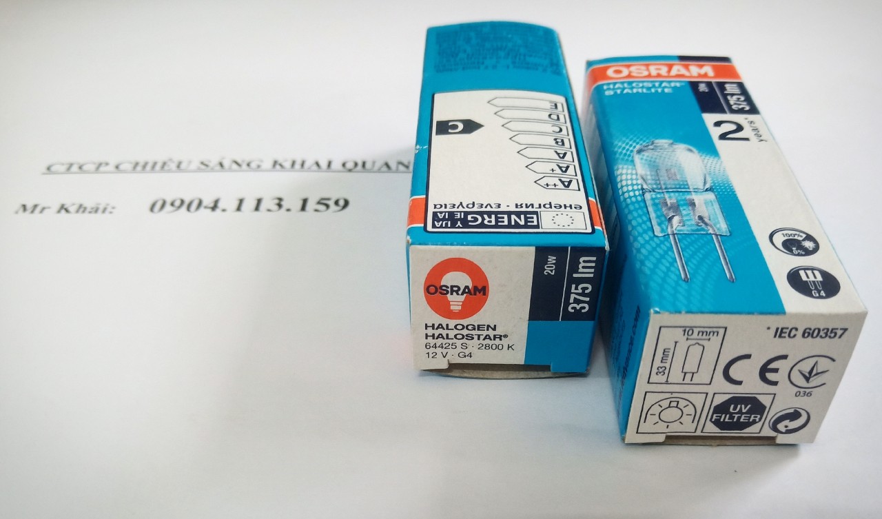 (SALE) Bóng halogen 12V 20W 64425S OSRAM đui G4