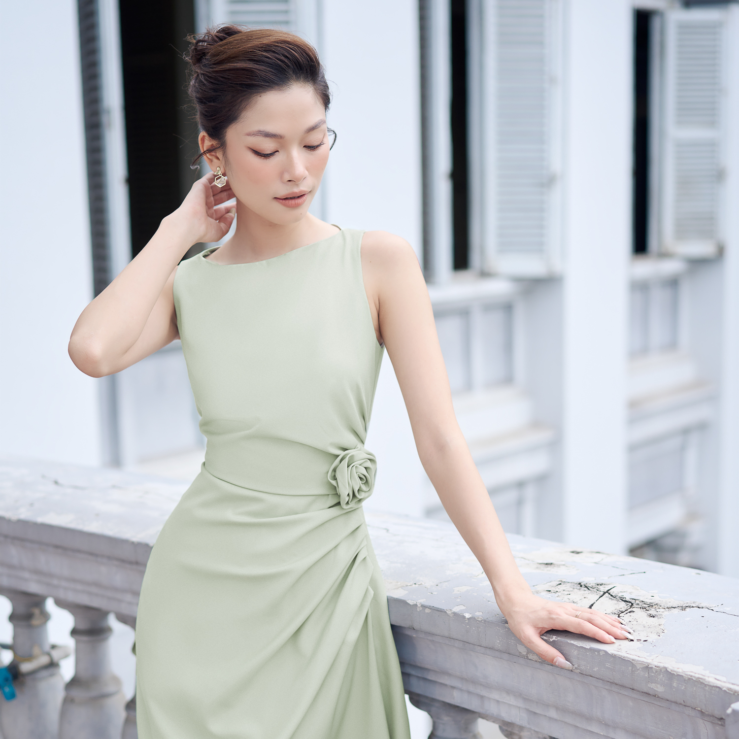[NHẬP MÃ NOVFALAZSOCIAL02 GIẢM 40K ĐƠN 199K  ] Đầm midi cotton lạnh nhún kiểu Maybi