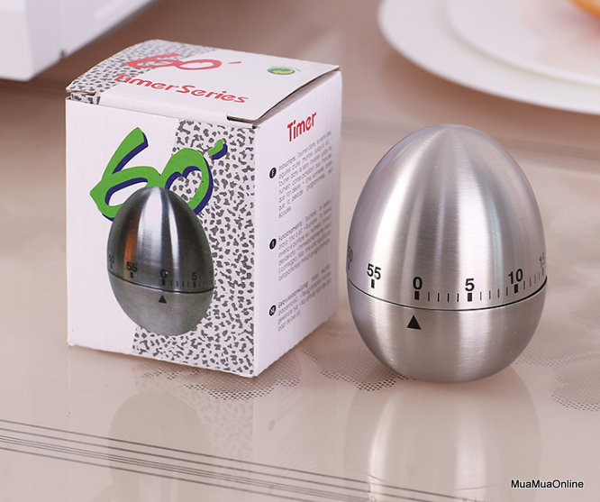 Đồng hồ hẹn giờ hình quả trứng vỏ inox