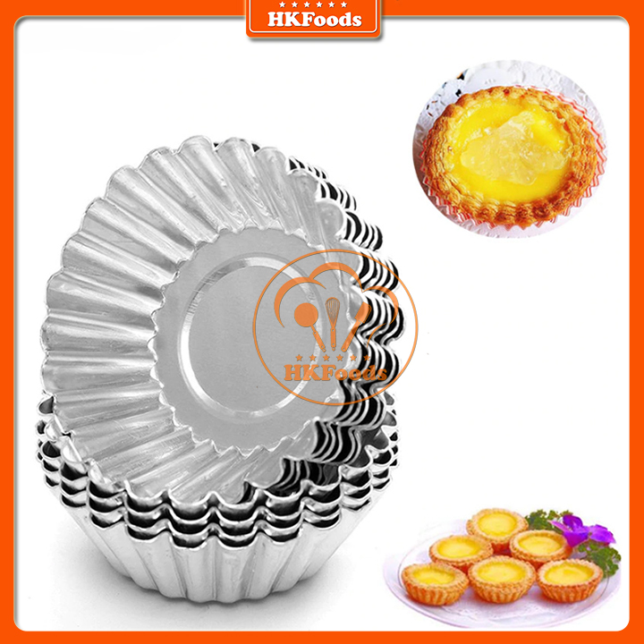 Bộ 100 khuôn nhôm tart viền hoa 7cm