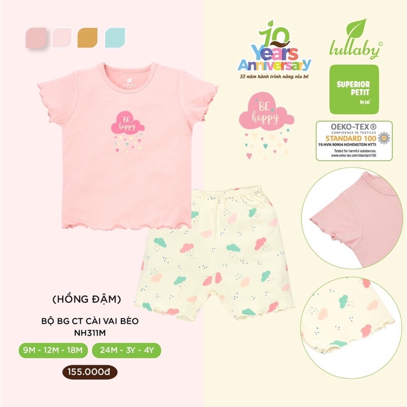 Bộ cộc tay bé trai/bé gái raglan Petit Lullaby [NH310M-NH313M]