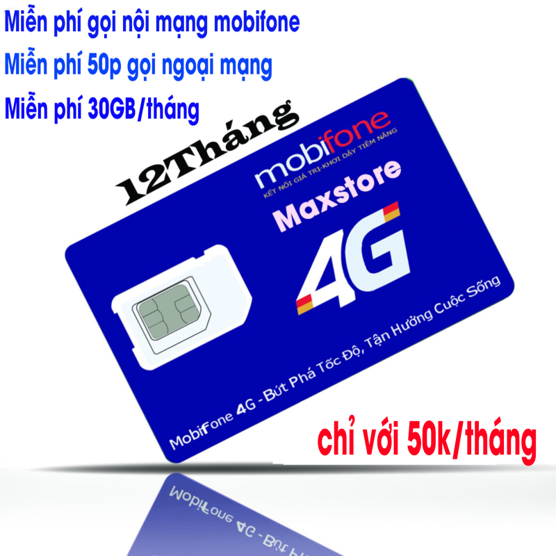 Sim 4G mobifone C50N gói 30GB/tháng+ 50 phút gọi ngoại mạng + Miễn phí gọi nội mạng chỉ 50k/tháng thay thế c90n