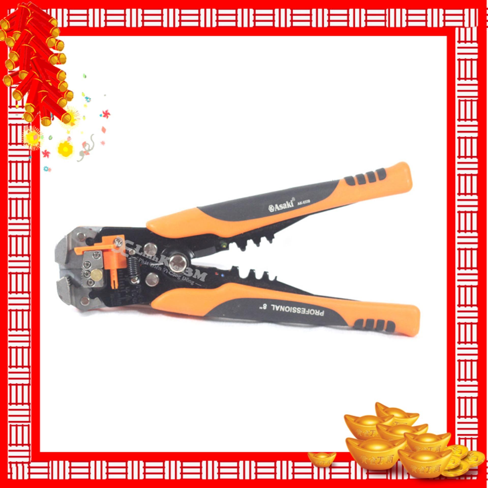 Kìm tuốt dây-bấm cốt tự động asaki ak-0339