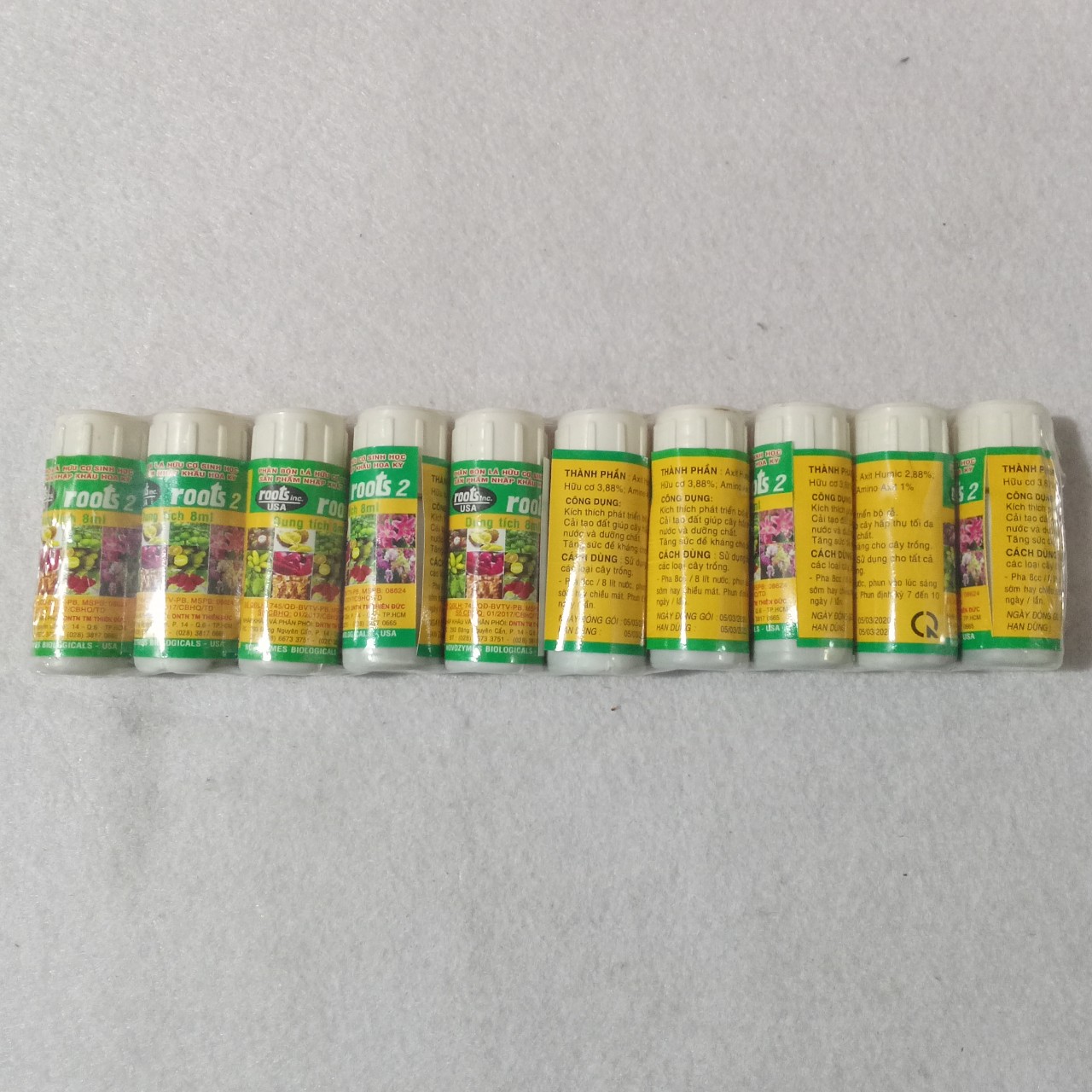 PHÂN BÓN LÁ ROOTS 2 – TĂNG CƯỜNG RA RỄ, CUNG CẤP DINH DƯỠNG VÀ TĂNG SỨC ĐỀ KHÁNG CHO CÂY TRỒNG Giá bán 10 chai loại 8ml