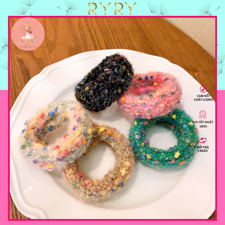 Cột tóc,Dây buộc tóc, Scrunchies Vải Lông Nhiều Màu Cho Nữ