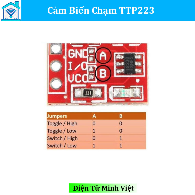 COMBO 2 Module nút cảm biến chạm TTP223 đỏ - Touch sensor cảm ứng điện dung