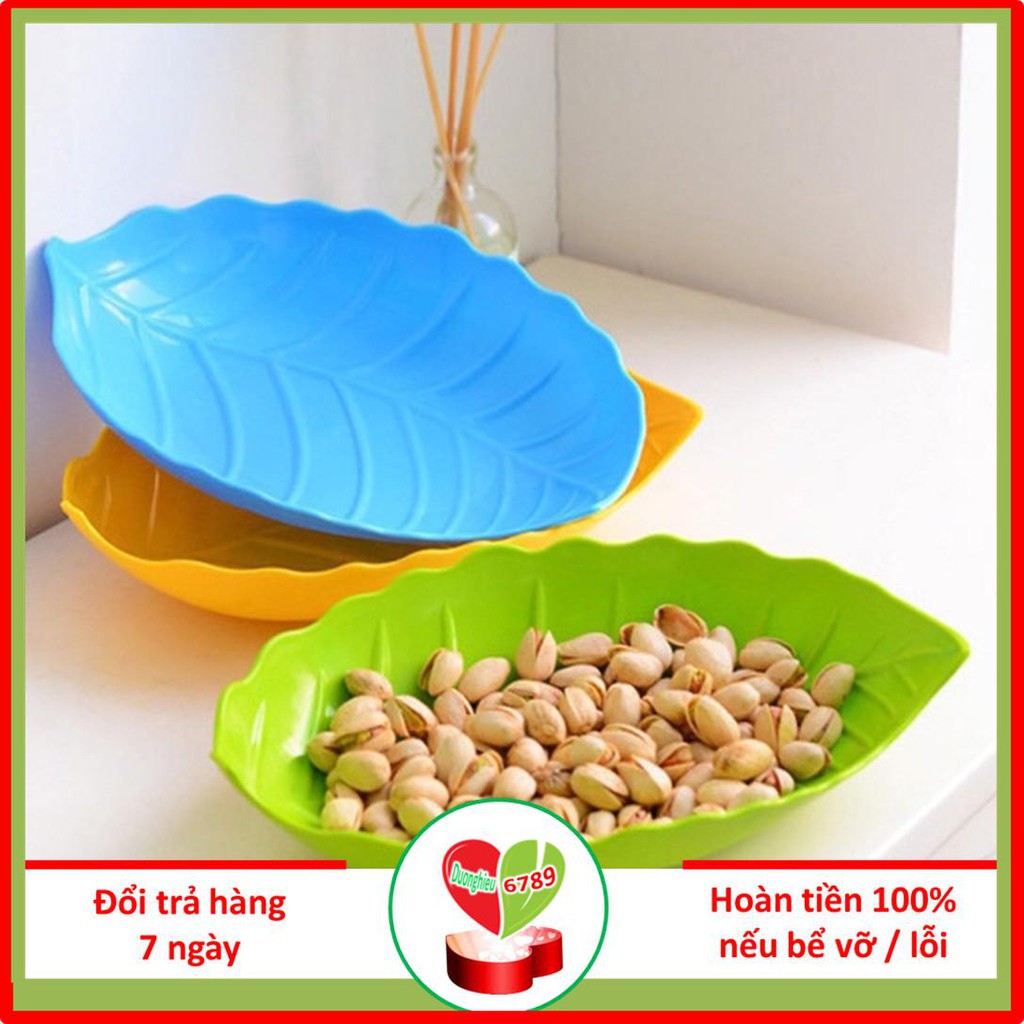 Đĩa nhựa hình chiếc lá 18cm nhiều màu sắc