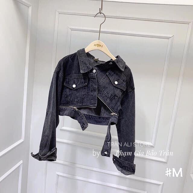 ( ẢNH THẬT) ÁO KHOÁC JEAN, BÒ CRTOP ĐEN KHÓA DƯỚI HÀN QUỐC, LEVERMART
