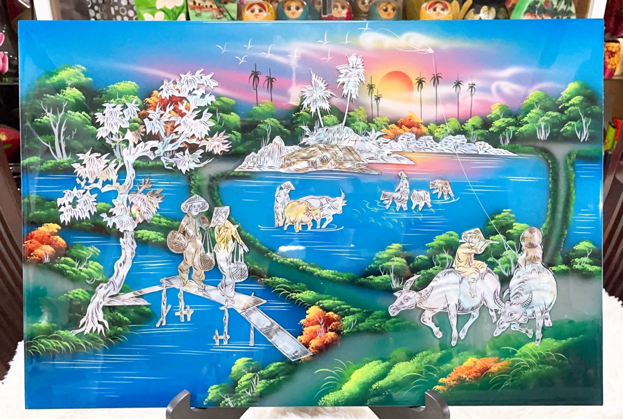 Tranh sơn mài Thanh Bình Lê- KHẢM CỪ cao cấp size 40x60 cm