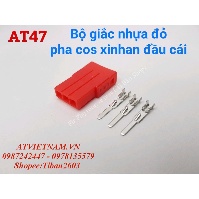 Bộ giắc pha cos, xinhan (nhựa đỏ đầu cái, cos xi nhan xe máy)- AT47 ( 1 bịch 10 bộ )