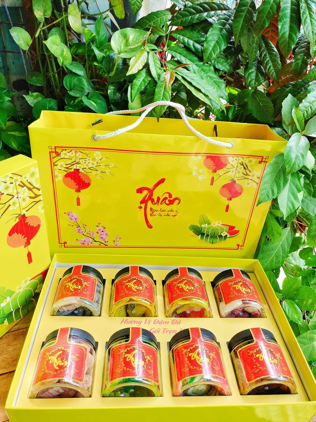 (QUÀ BIẾU TẾT) Set Quà Tết 8 Món Kẹo- Mứt- Hạt Bò Đội Nón