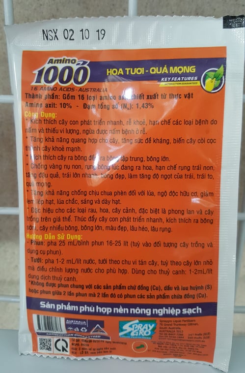 Phân bón lá Amino 1000 - gói 25ml