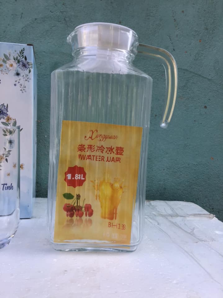 [Ảnh thật] Combo 1 bình thủy tinh 1.8 lít 1 ly thủy tinh 240ml