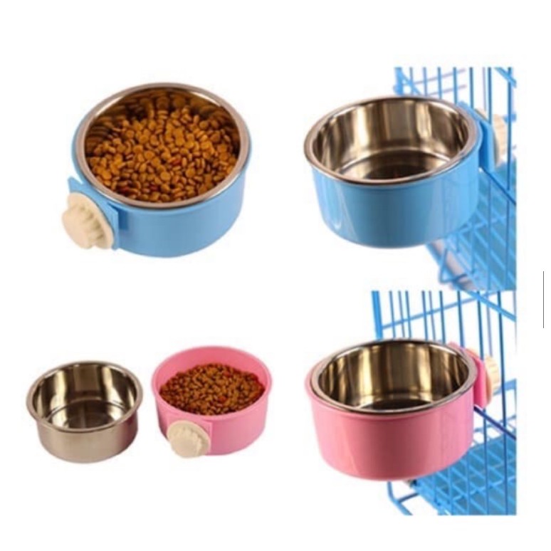 [HCM]Bát gắn chuồng tròn trơn cho chó mèo S