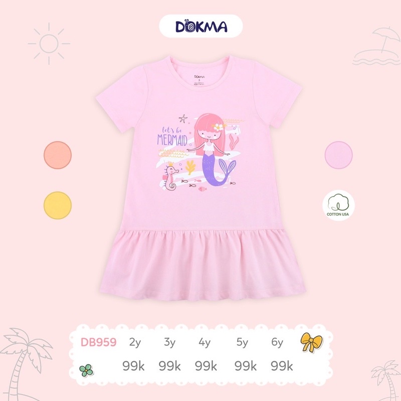 [Dokma] Váy, Đầm cộc tay Mùa Hè dáng xòe chất mềm, mát (2-6y)