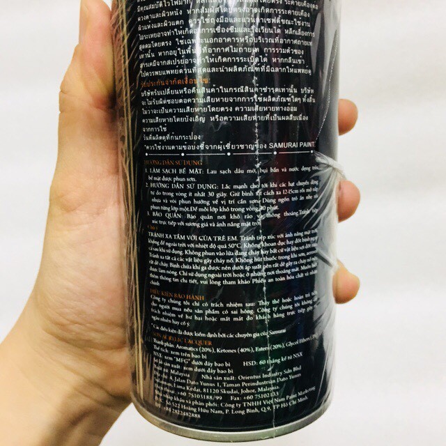 Sơn xịt Samurai - K159 MÀU ĐEN KIM LOẠI BLACK METALLIC 400ML