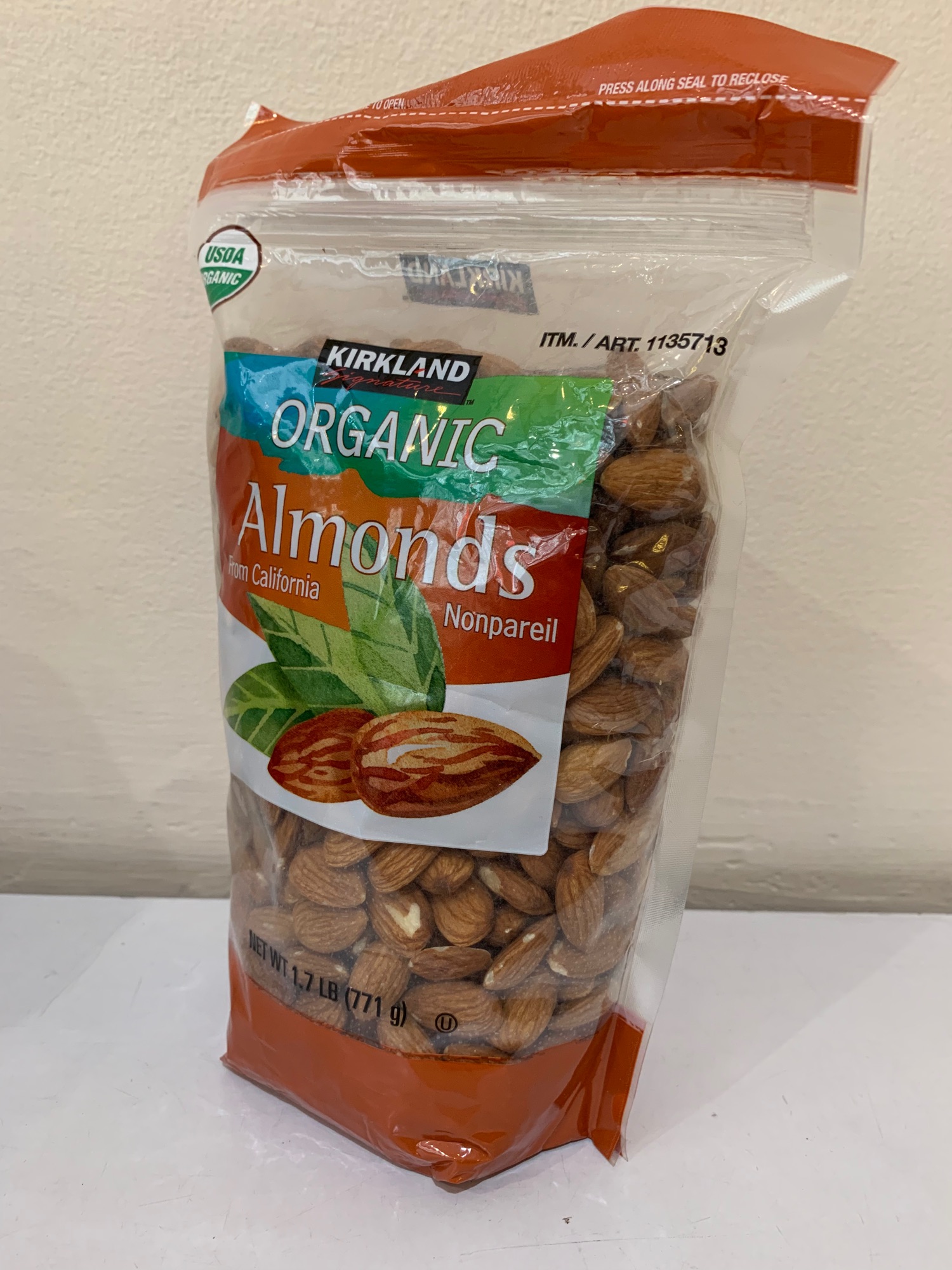 Hạnh nhân hữu cơ Kirkland (organic Almonds - 0,771kg)