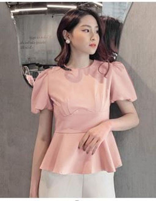 Áo cổ tròn peplum phong cách hàn quốc cực hot