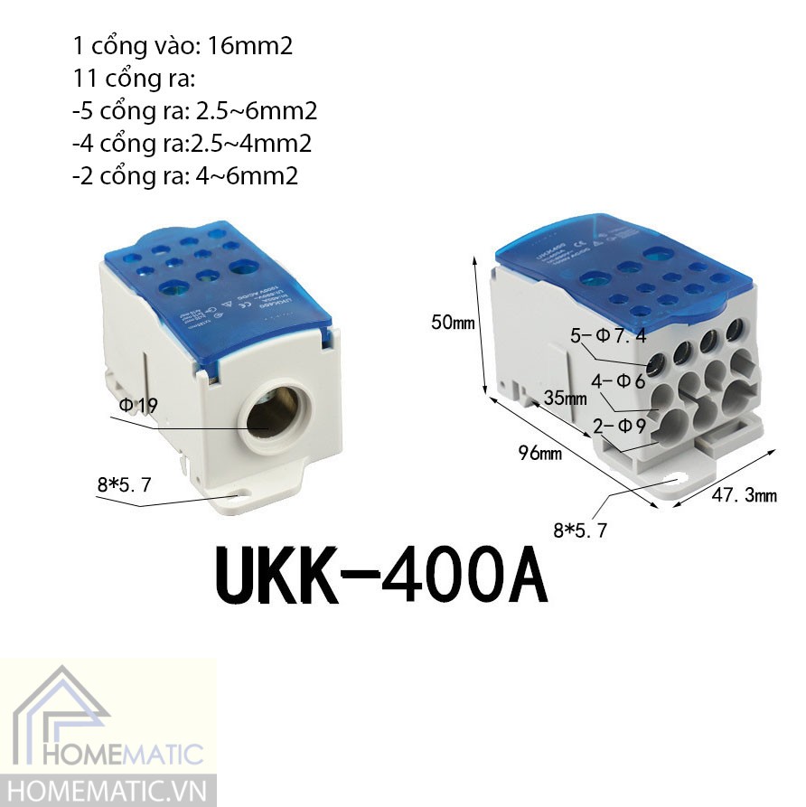 Cầu đấu chia dây điện 80A - 400A UKK