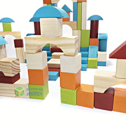 Bộ xếp hình xây dựng 100 khối gỗ