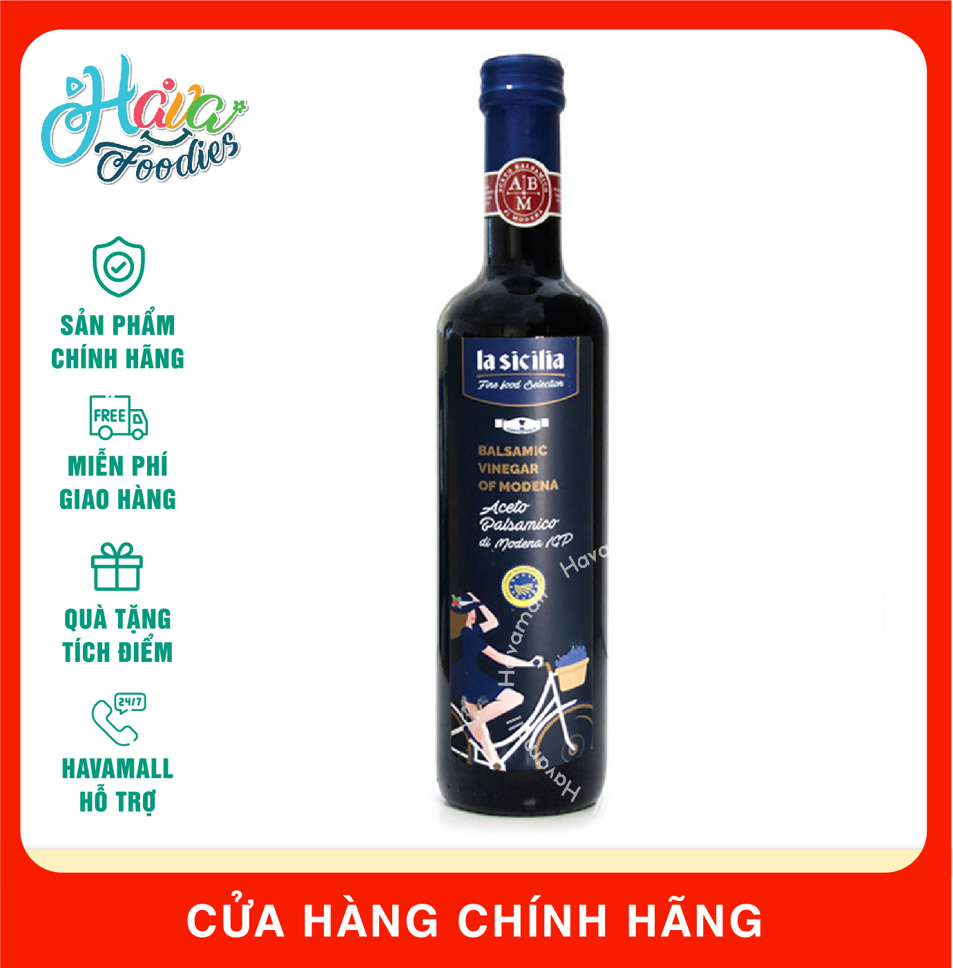 [HOÀN TIỀN MAX 10%][ HÀNG CÔNG TY NHẬP KHẨU ] Giấm Nho Đen Balsamic Lên Men Tự Nhiên La Sicilia 500ml