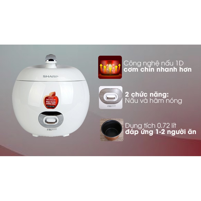 Nồi cơm điện tử Sharp KS-A08V-Sl (0.72 lít)