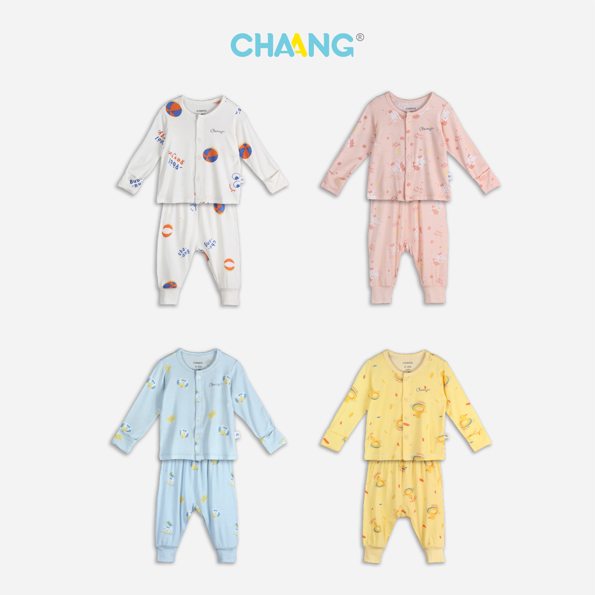[CHAANG] Bộ dài cúc giữa sơ sinh Pool Chaang