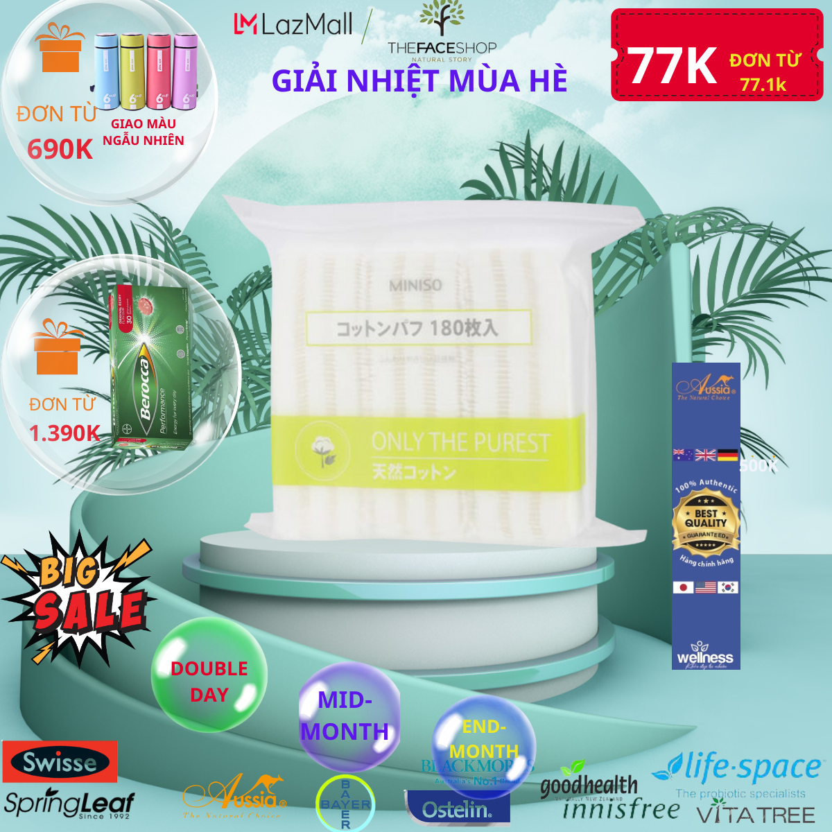 Bông tẩy trang Miniso 180 miếng siêu mềm mịn