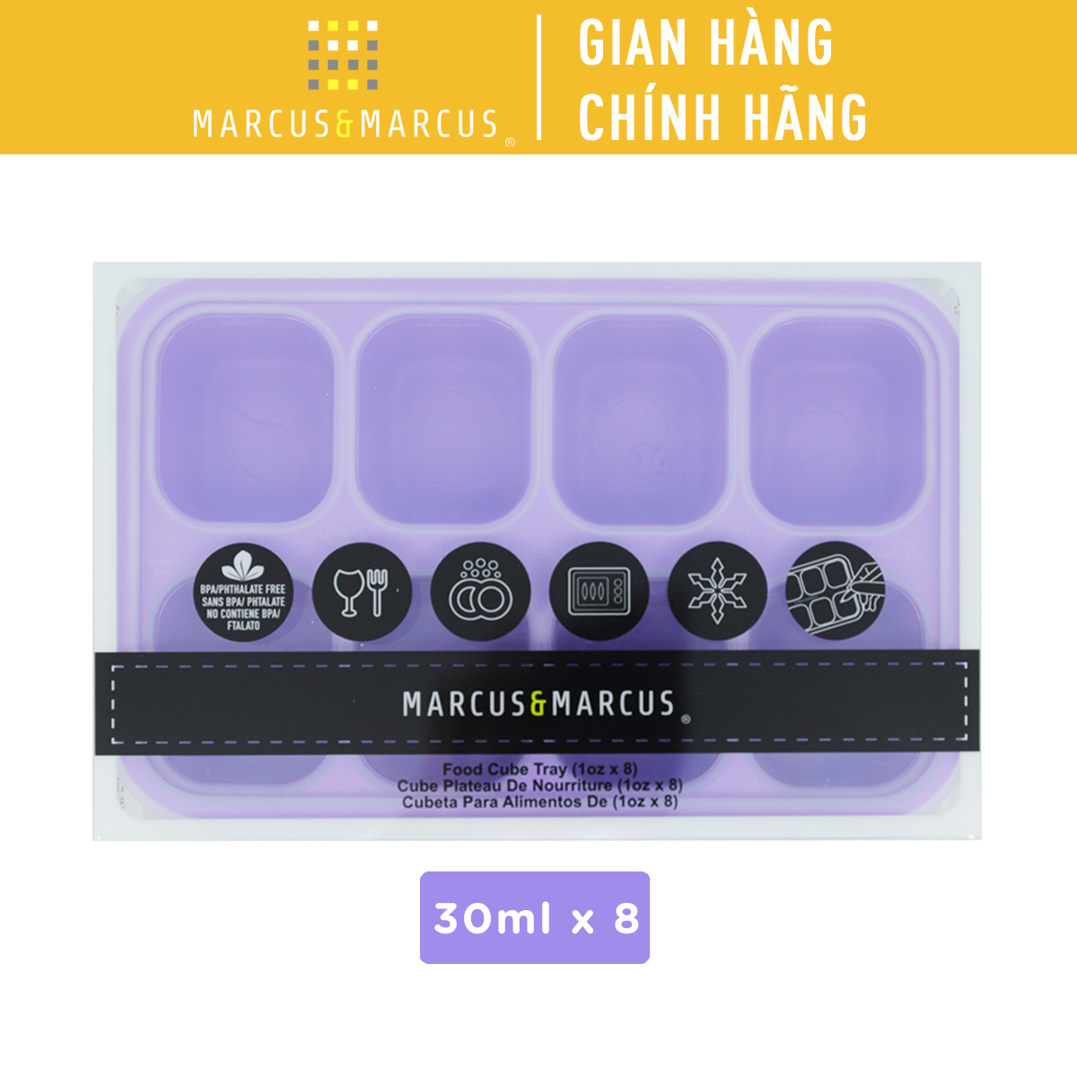 Khay silicon trữ đông đồ ăn dặm cho bé Marcus & Marcus - Willo (30ml x 8 ngăn)
