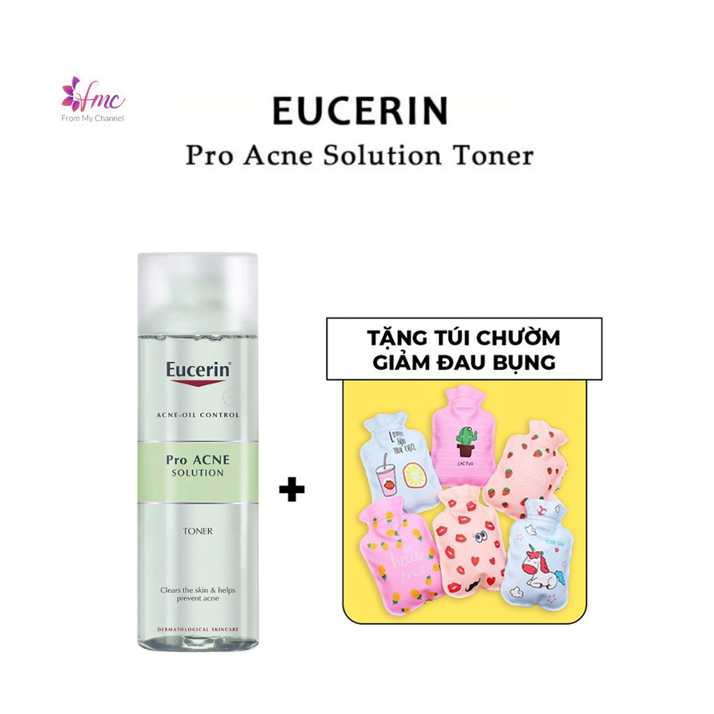 [MUA 1 TẶNG 1] Nước Hoa Hồng cho Da Mụn Eucerin Pro ACNE Solution Toner 200ml + Tặng 1 túi chườm giảm đau bụng