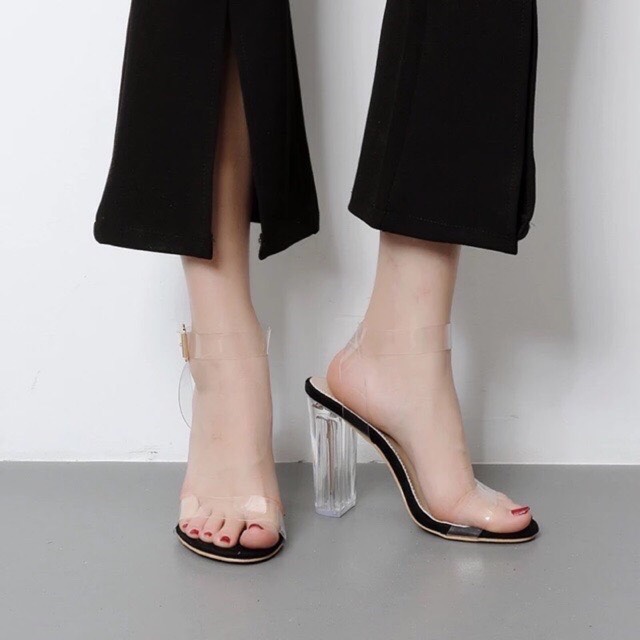 Sandal nữ cao gót có quai trong suốt tôn dáng tôn da