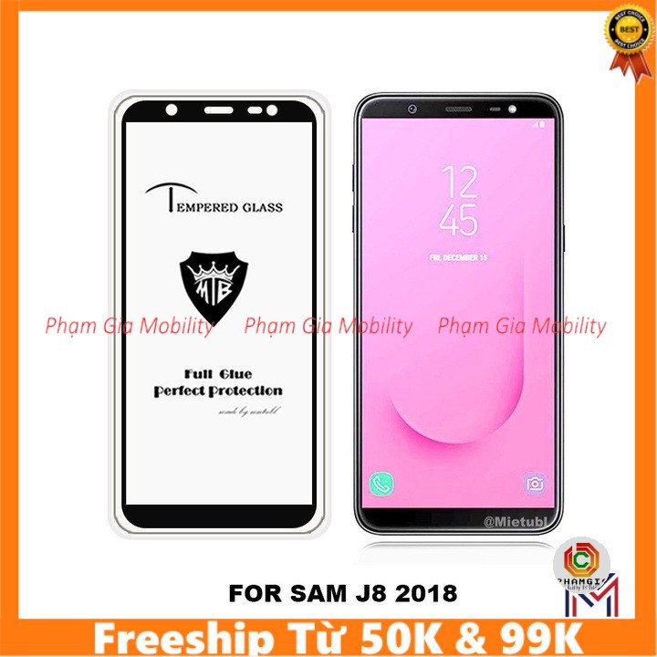 Kính cường lực Samsung Galaxy J8 full màn, full keo, hít toàn màn