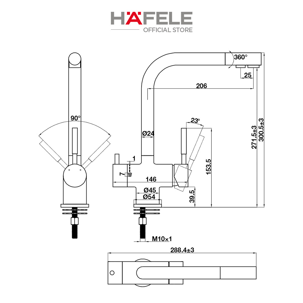 Vòi bếp Hafele HT21-CH2F271 577.55.210