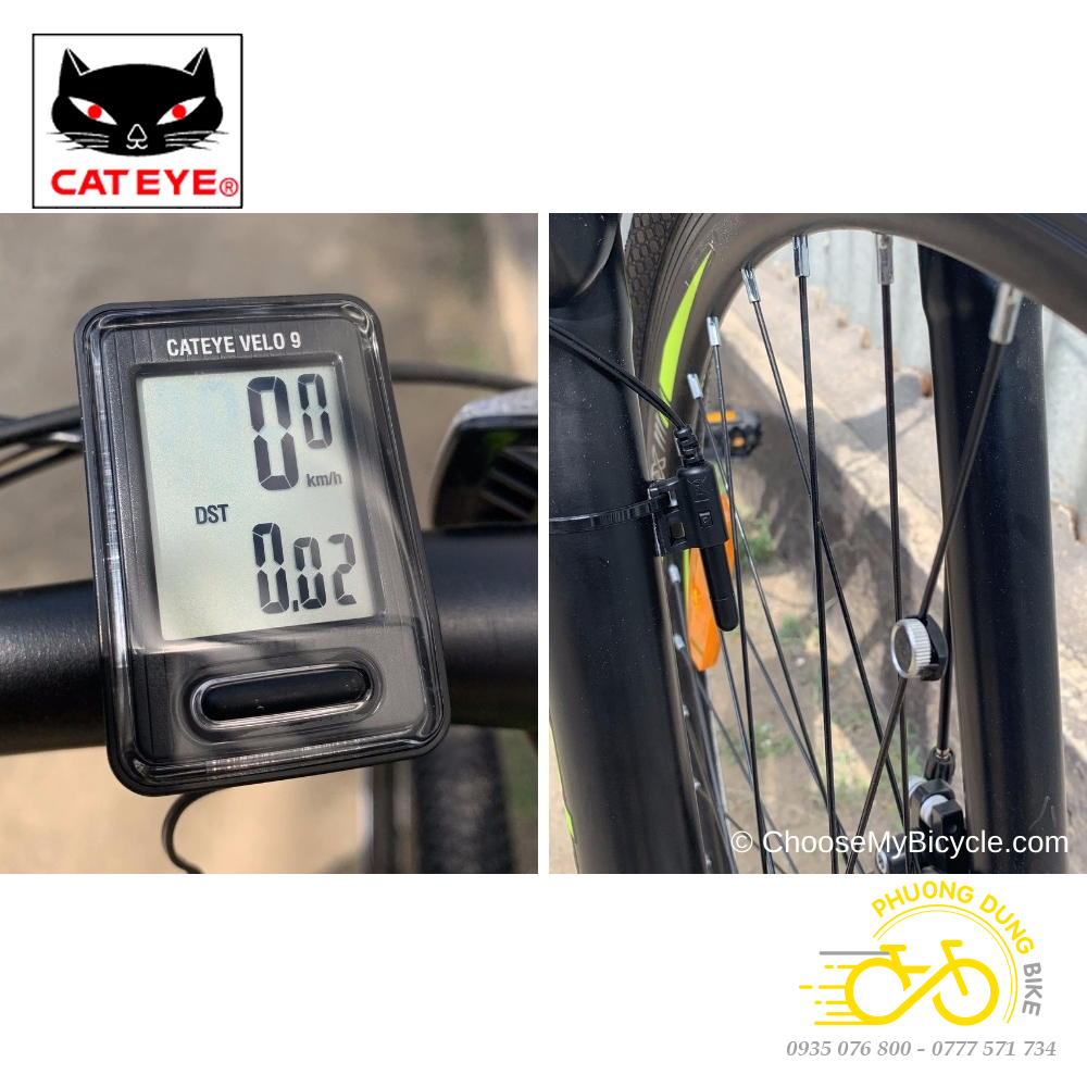 Đồng hồ đo tốc độ xe đạp có dây CATEYE VELO 7 CC-VL520
