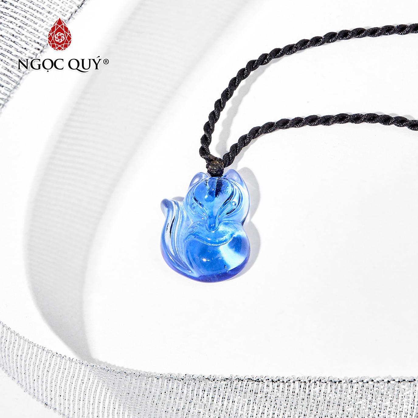 Mặt dây chuyền đá pha lê xanh dương hồ ly 1.7x2.3cm - ngọc quý gemstones