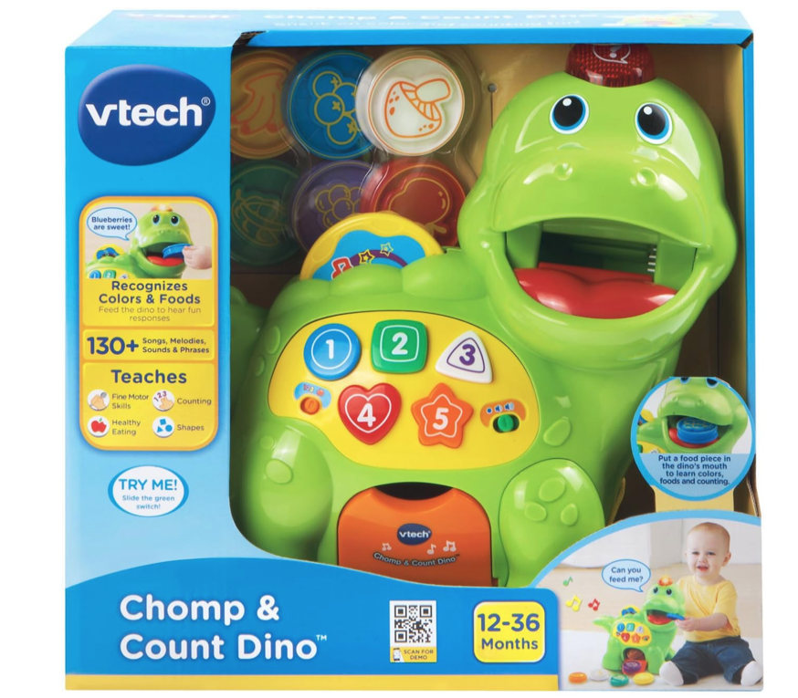 Đồ chơi khủng long thông minh VTech Chomp and Count Dino, cho trẻ từ 1-3 tuổi, nhập khẩu từ Mỹ