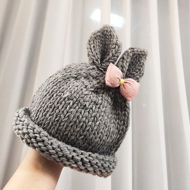 Nón/Mũ len tai thỏ kèm nơ sắc màu 1 tuổi - 4 tuổi-M57