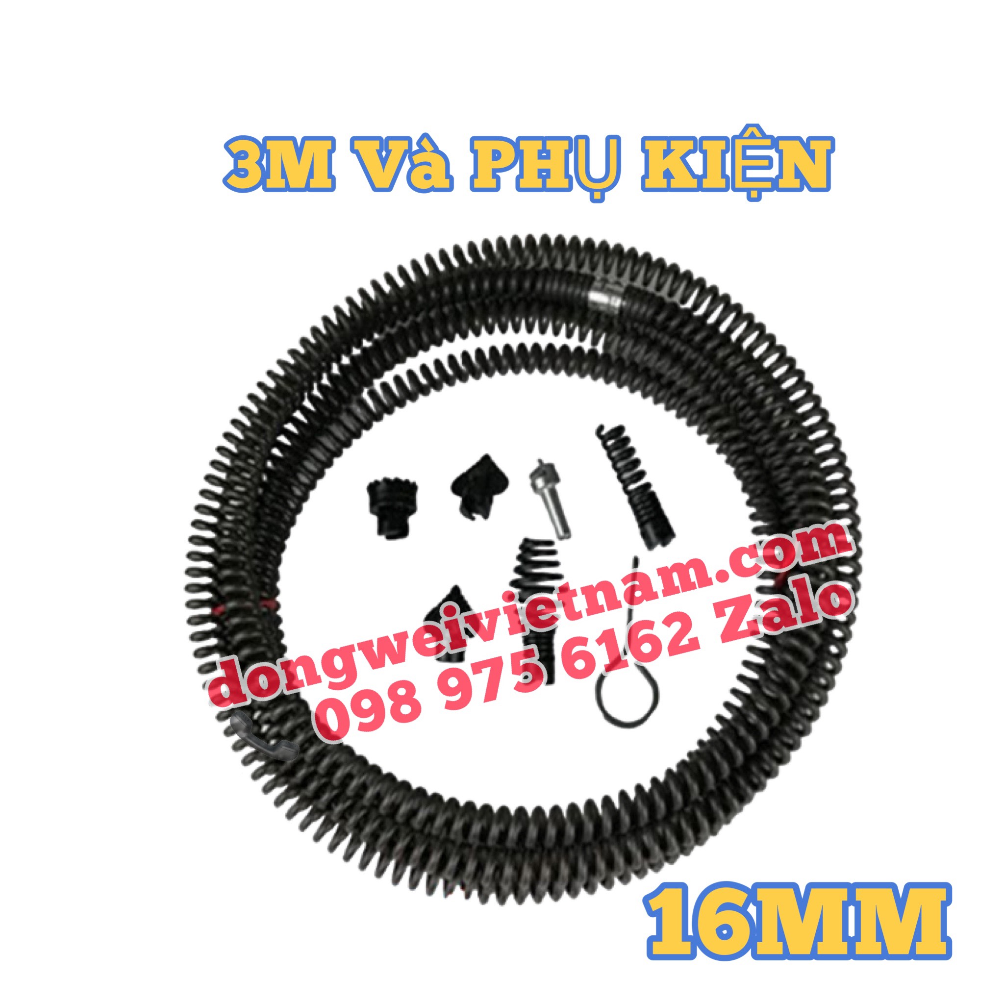 Dây thông cống lò xo 16mm dùng máy khoan