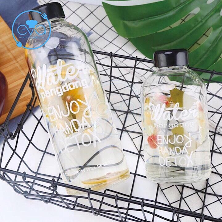 [HCM]Bình Đựng Nước Thuỷ Tinh Detox 600 Ml