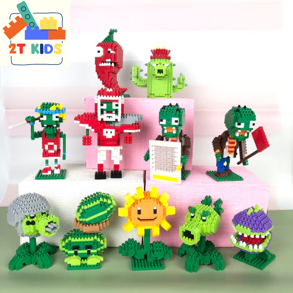 Đồ chơi lắp ráp hoa quả và zombies, game plants vs zombies