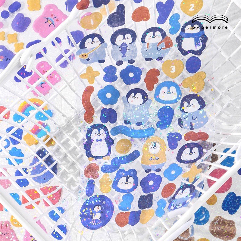 [HCM]Sticker dễ thương Hello Sticker lấp lánh kim tuyến Be Tiny