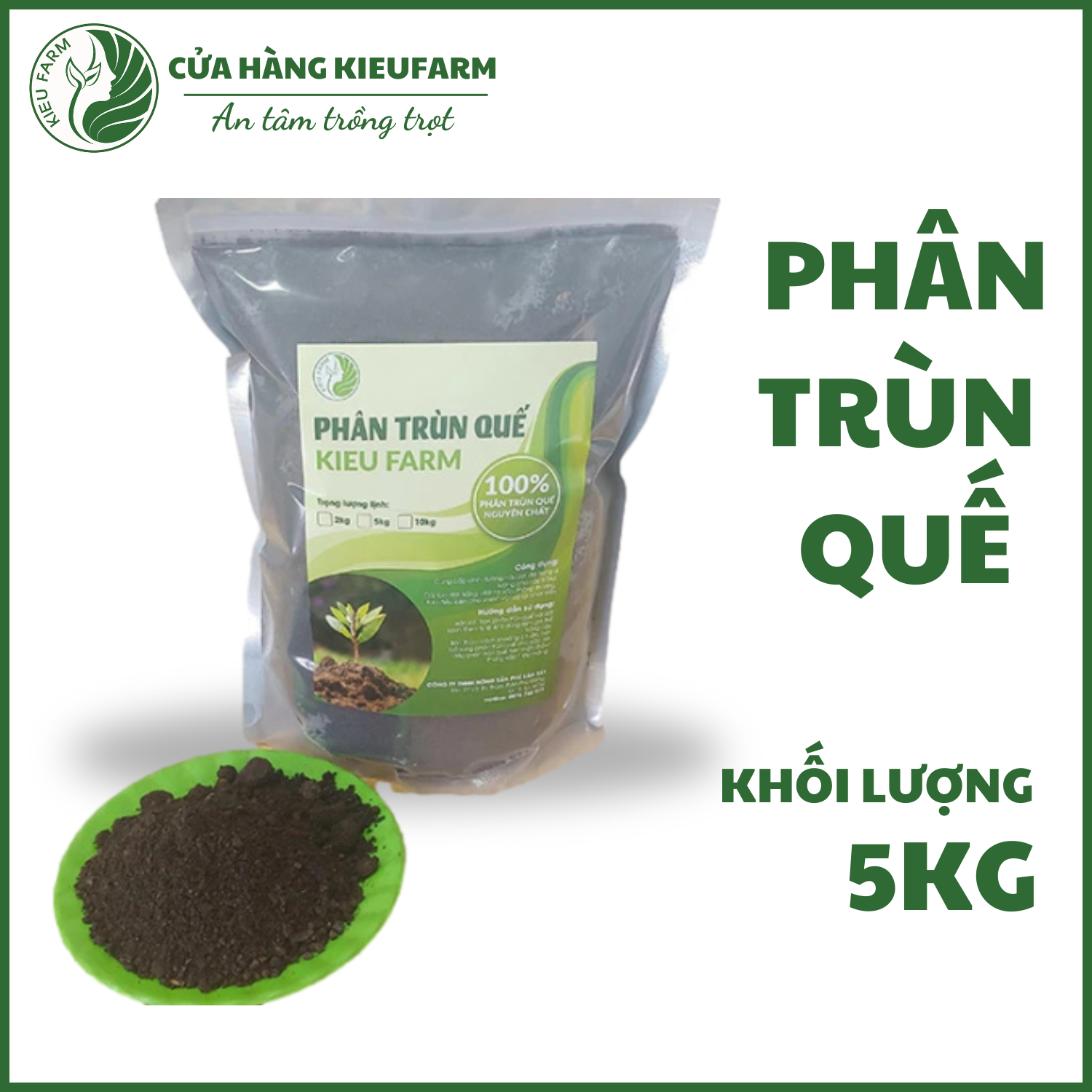 Phân trùn quế hữu cơ Kieu Farm 5kg