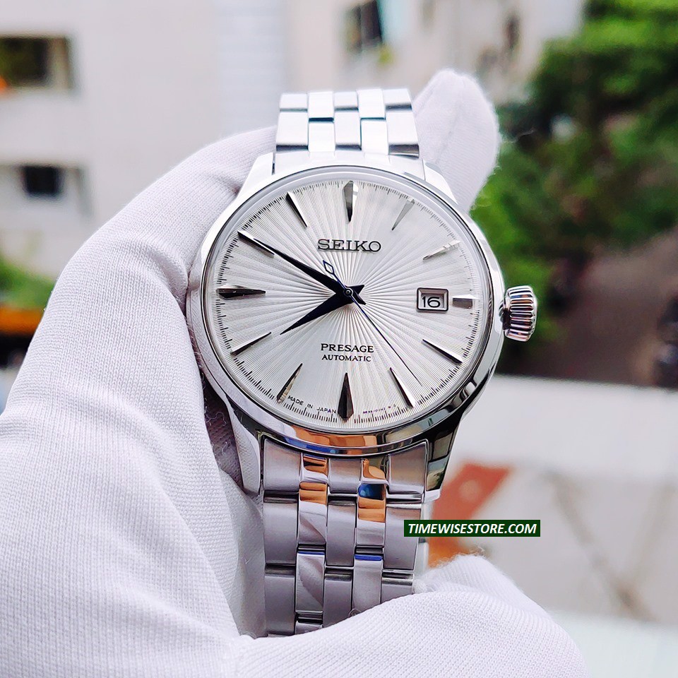 { ĐỒNG HỒ BẢO TÍN SHOP SỊN }  Đồng Hồ Cơ Nam Seiko Trắng Automatic  - Bào Hành 12 Tháng { gian bán sỉ  patek sk seiko orient}